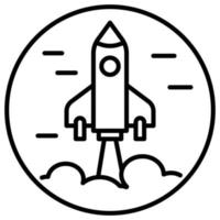 Outline icon for startup missile. vector