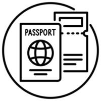 icono de contorno para boleto de visa de pasaporte. vector