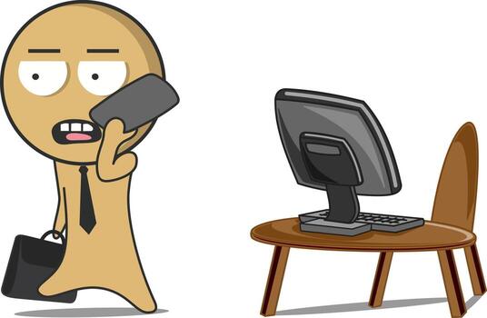 Man with tie and suitcase goes to work vector