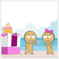 Happy man with ice cream in his hands vector