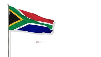 South Africa Flag Waving in The Wind 3D Rendering, Happy Independence Day, National Day, Chroma key Green Screen, Luma Matte Selection of Flag video