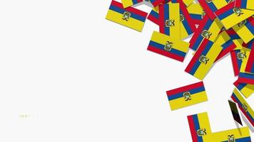 Ecuador vlag vallend van Rechtsaf kant Aan grond, onafhankelijkheid dag, nationaal dag, chroma sleutel, luma matte selectie video