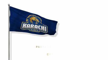 pakistan super league karachi kings team fahne weht im wind 3d-rendering, chroma-key, luma matt video