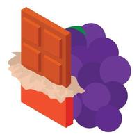 Organic chocolate icon isometric vector. Fresh blackberry and milk chocolate bar vector