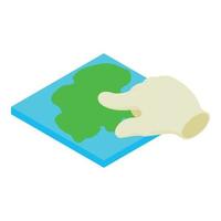 Map navigation icon isometric vector. Hand pointer show the location on the map vector