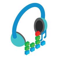 Melomane device icon isometric vector. Wireless headphone and digital equalizer vector