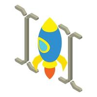 Business startup icon isometric vector. Toy space rocket launch icon vector