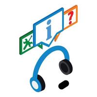 Customer support icon isometric vector. Headphone and technical support icon vector