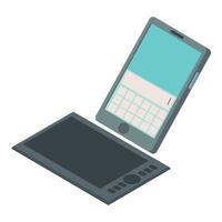 Modern device icon isometric vector. Graphic tablet and smartphone icon vector