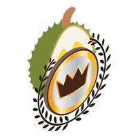 icono de durian vector isométrico. fruta exótica verde madura dulce fresca