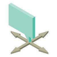 Spread information icon isometric vector. Four direction and chat bubble icon vector