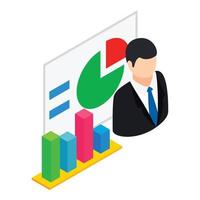 Business analytic icon isometric vector. Manager making business presentation vector