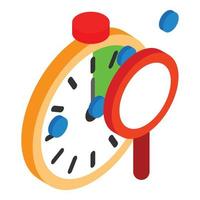 Search optimization icon isometric vector. Classic stopwatch timer and magnifier vector