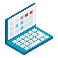 Online education icon isometric vector. Open modern laptop portable notebook pc vector