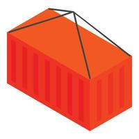 Cargo container icon isometric vector. Red closed metal container icon vector