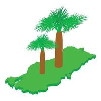 Turkey map icon isometric vector. Two palm tree icon vector