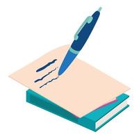 Write pen icon, isometric style vector