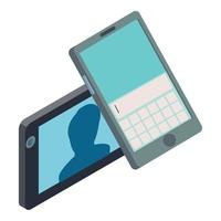 Mobile technology icon, isometric style vector