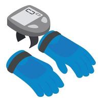 Cyclist accessory icon isometric vector. Cycling gloves wireless bike computer