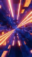 Flying in a tunnel of cubes with hyper acceleration. Vertical looped video