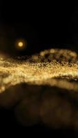 zoom abstrato em partícula de onda de ouro sobre fundo escuro, vídeo em loop vertical video