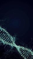 DNA molecule rotates on a blue background. Vertical looped video