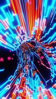 Flying through a tunnel of neon mesh. Vertical looped video