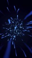 Particles in the form of sperm fly on a blue background. Vertical looped video