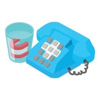 Dental consultation icon isometric vector. Push button telephone vector