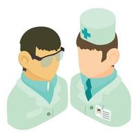 Medical staff icon isometric vector. Communication between doctor and intern vector