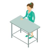 Veterinary clinic icon isometric vector. Doctor woman stands at table vector