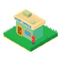 Post office icon isometric vector. Post building with post box vector