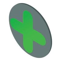 Green plus icon isometric vector. Rounded icon vector