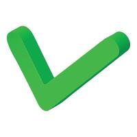 Green check mark icon isometric vector. Tick symbol vector