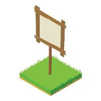 Wooden billboard icon, isometric style vector