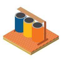 City trashcan icon, isometric style vector