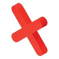 Red x mark icon isometric vector. Cross sign vector