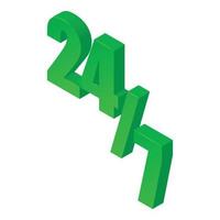 Twenty four seven icon isometric vector. Twenty four hour seven day vector