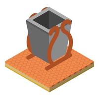 Square urn icon, isometric style vector