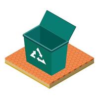 Recycle bin icon, isometric style vector