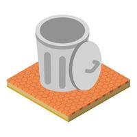 Trash basket icon, isometric style vector