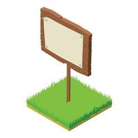 Wooden board icon, isometric style vector
