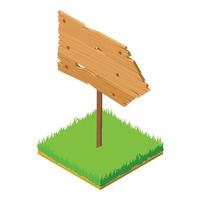 Wooden pointer icon, isometric style vector