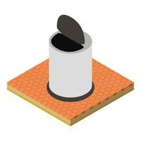 Office trashcan icon, isometric style vector