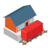 Train container icon, isometric style vector