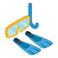 Snorkeling equipment icon, isometric style vector