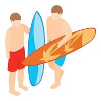 Surfer icon, isometric style vector