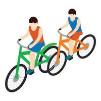 Bicyclist icon, isometric style vector