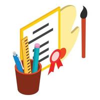 School supplies icon, isometric style vector