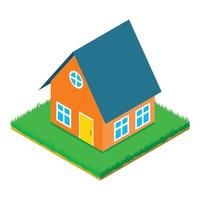 Orange house icon, isometric style vector